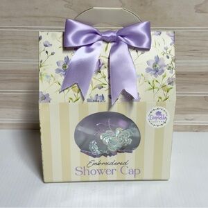 Embroidered Shower Cap with Purple Bow